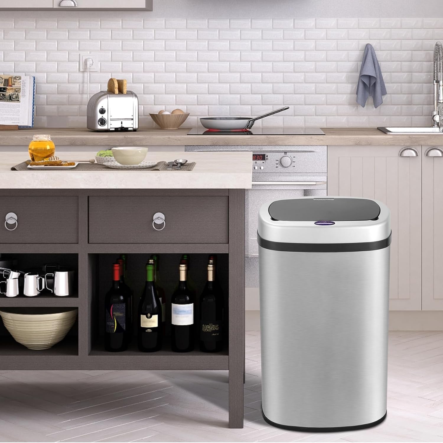 58L Stainless Steel Automatic Sensor Kitchen Bin Touchless Round