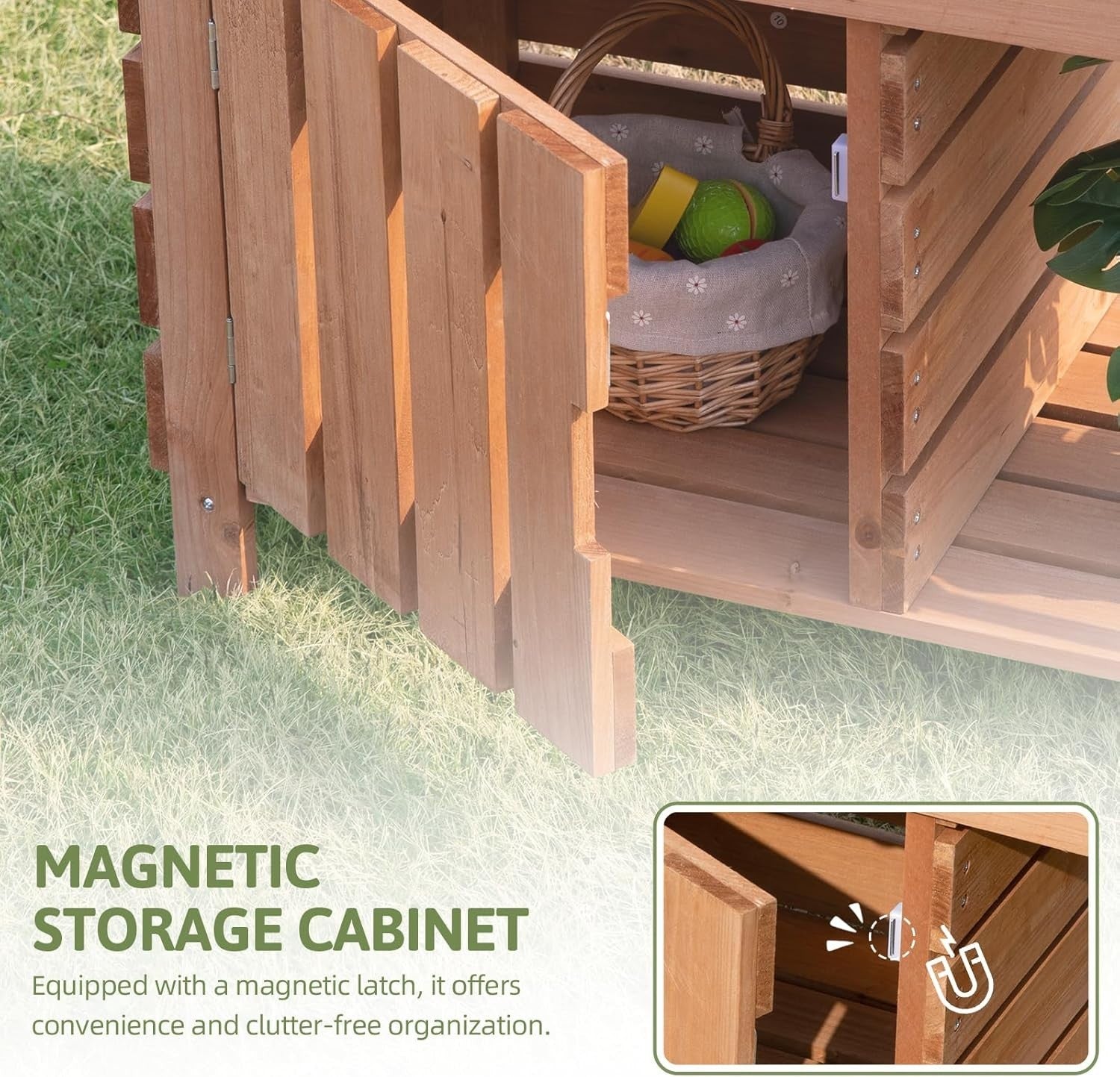 Outdoor Mud Kitchen Kids Wooden Playset Canopy Water Tank Garden