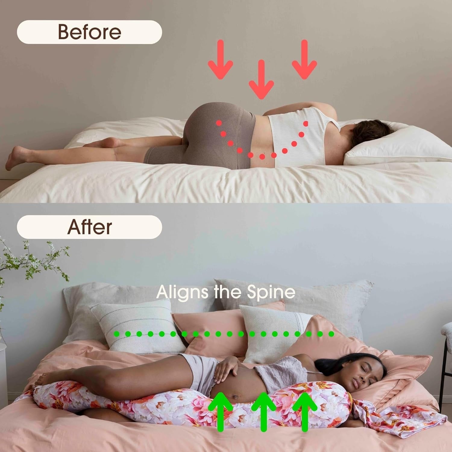 Full Body Pregnancy Pillow Adjustable U Shape Maternity Back Hip Support
