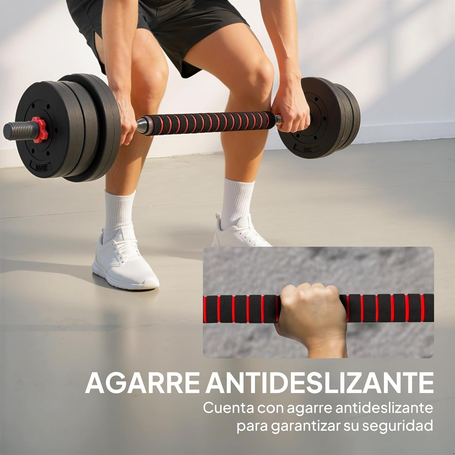 25kg Adjustable Dumbbell Barbell Set 2-in-1 Home Gym Free Weights