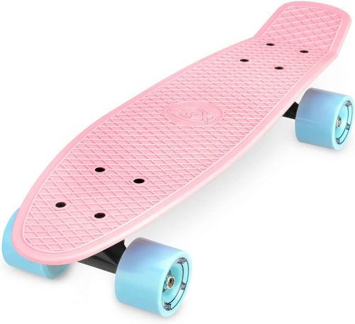 Kids Retro 22" Cruiser Skateboard Plastic Mini Board Single Kick Beginner