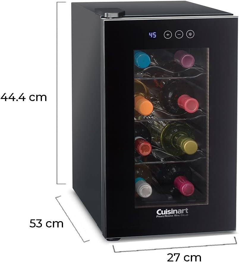 8 Bottle Wine Cooler Fridge Digital Touch Control Glass Door Quiet Black