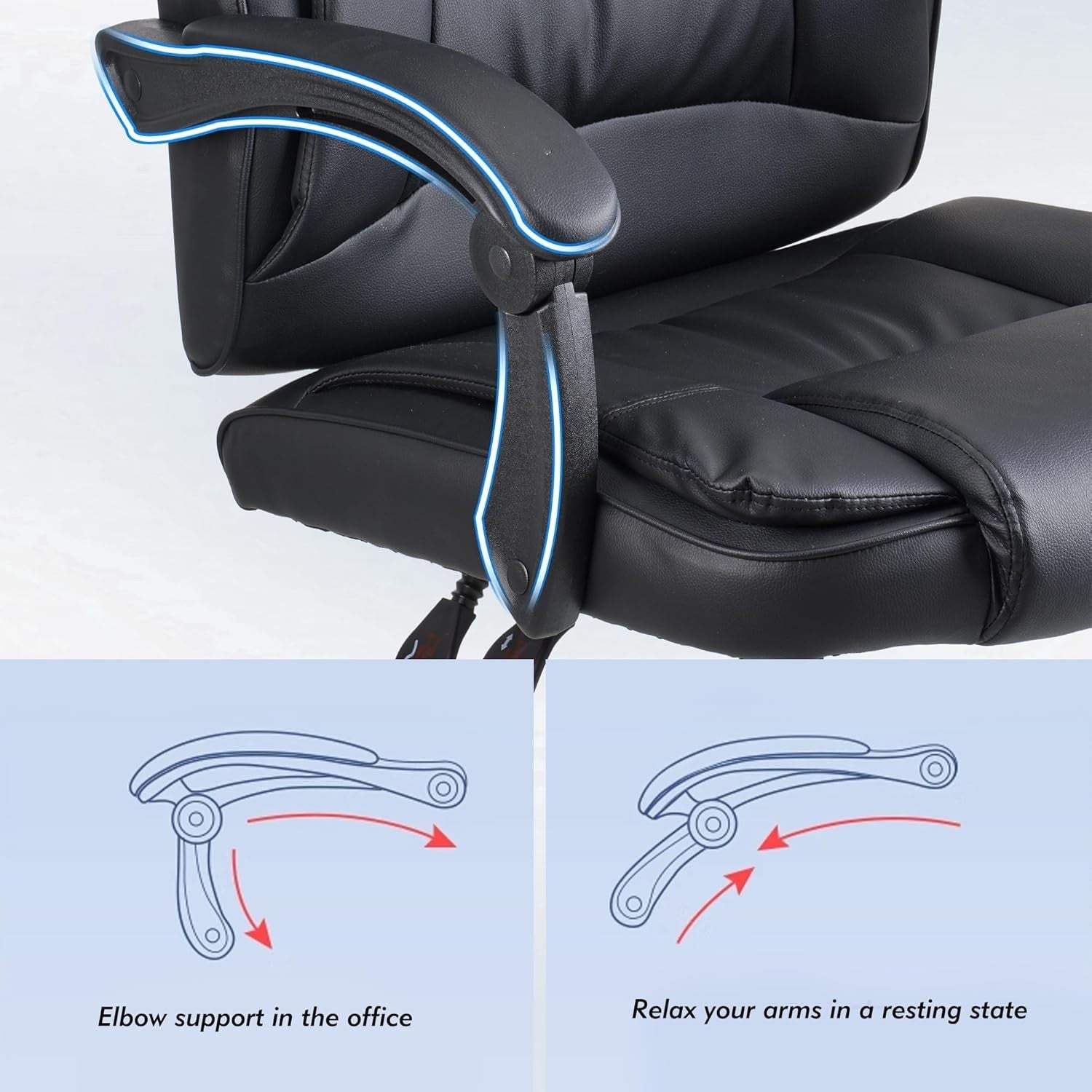 Executive Office Chair Swivel Recliner Ergonomic Headrest Faux Leather Black