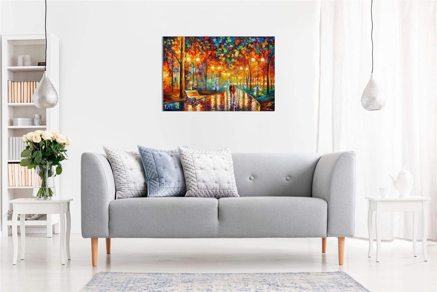 Rainy Autumn Park Canvas Wall Art Print Landscape Living Room Decor 30x20