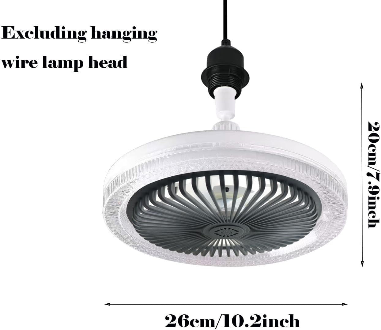 LED Ceiling Fan Light, 3 Speeds, 3 Colors, Dark Grey