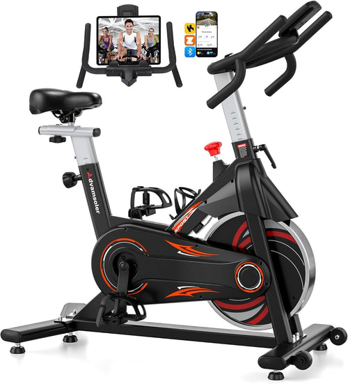 Bluetooth Magnetic Spin Bike w/ LCD Display, Curved Handlebar & 350lb Capacity
