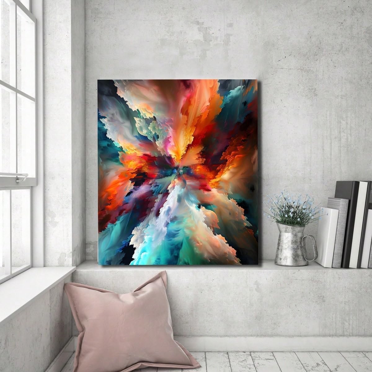 Abstract Rainbow Clouds Canvas Wall Art 50x70cm Modern Living Room Decor