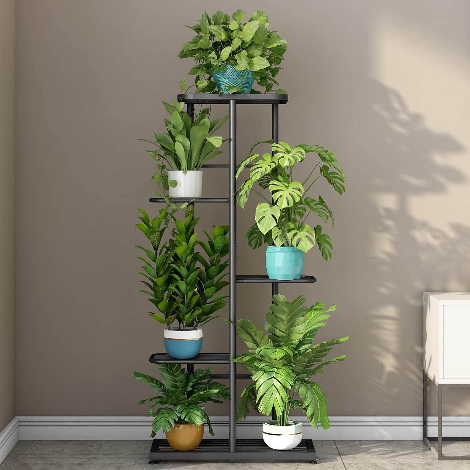 5 Tier Metal Plant Stand Indoor Outdoor Flower Pot Display Rack Dark Grey