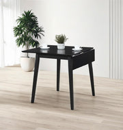 Small Black Drop Leaf Folding Dining Table Space-Saving Rectangular