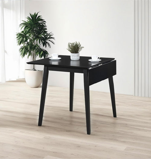 Small Black Drop Leaf Folding Dining Table Space-Saving Rectangular