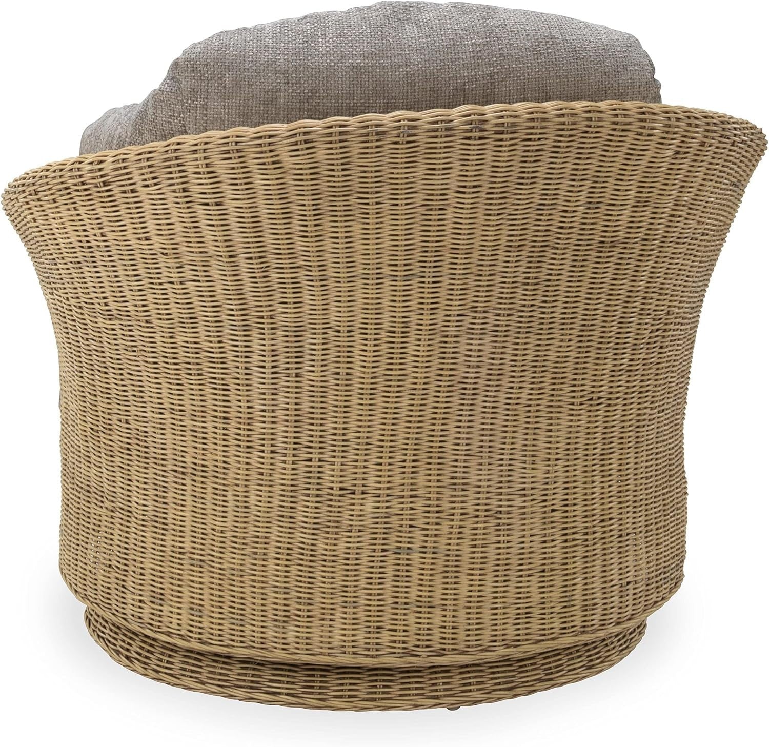 Large Swivel Rattan Armchair with Cushions Indoor Cane Lounge Chair 360°