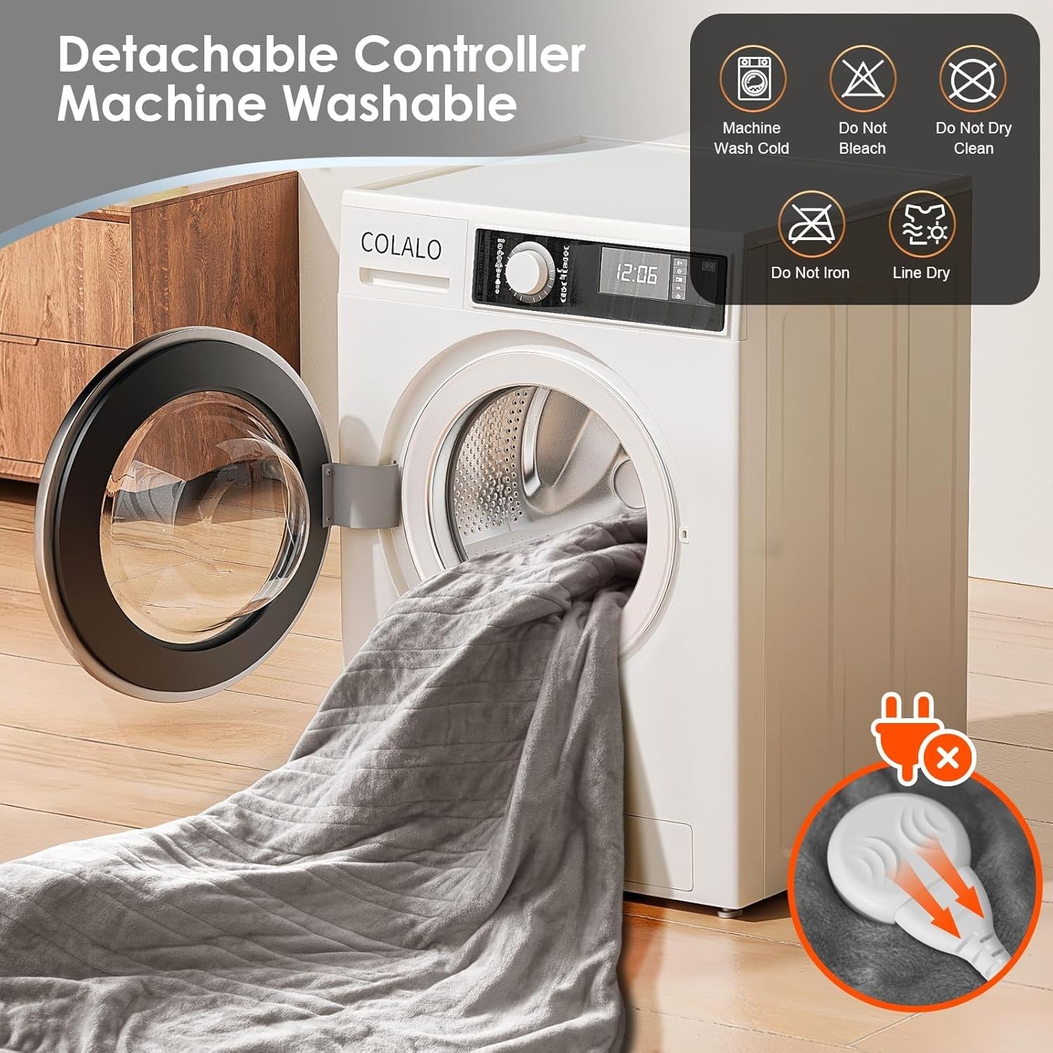 Electric Heated Throw Blanket Timer 9 Heat Levels Reversible Soft Warm 180x130cm