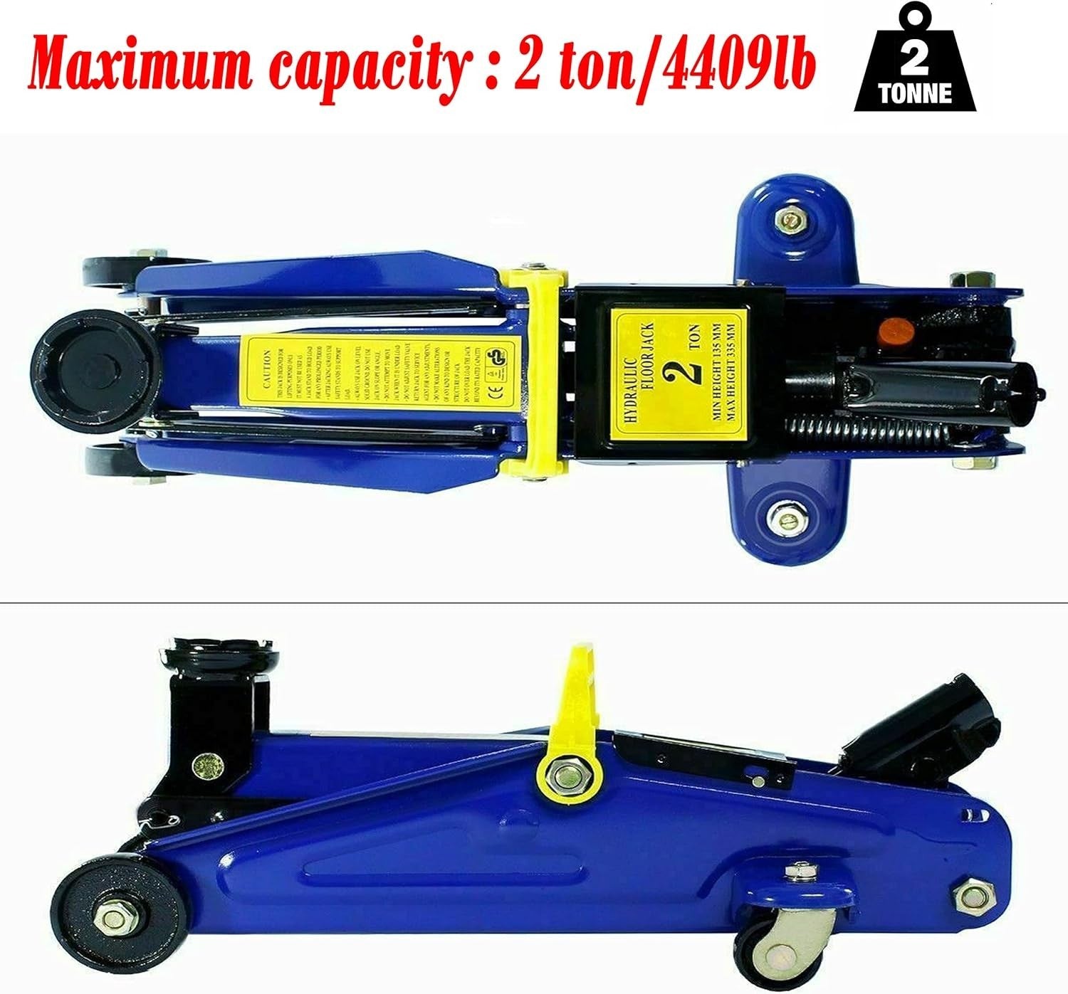 2 Ton Hydraulic Trolley Jack with Case Heavy Duty Car Lift 135–320mm Blue