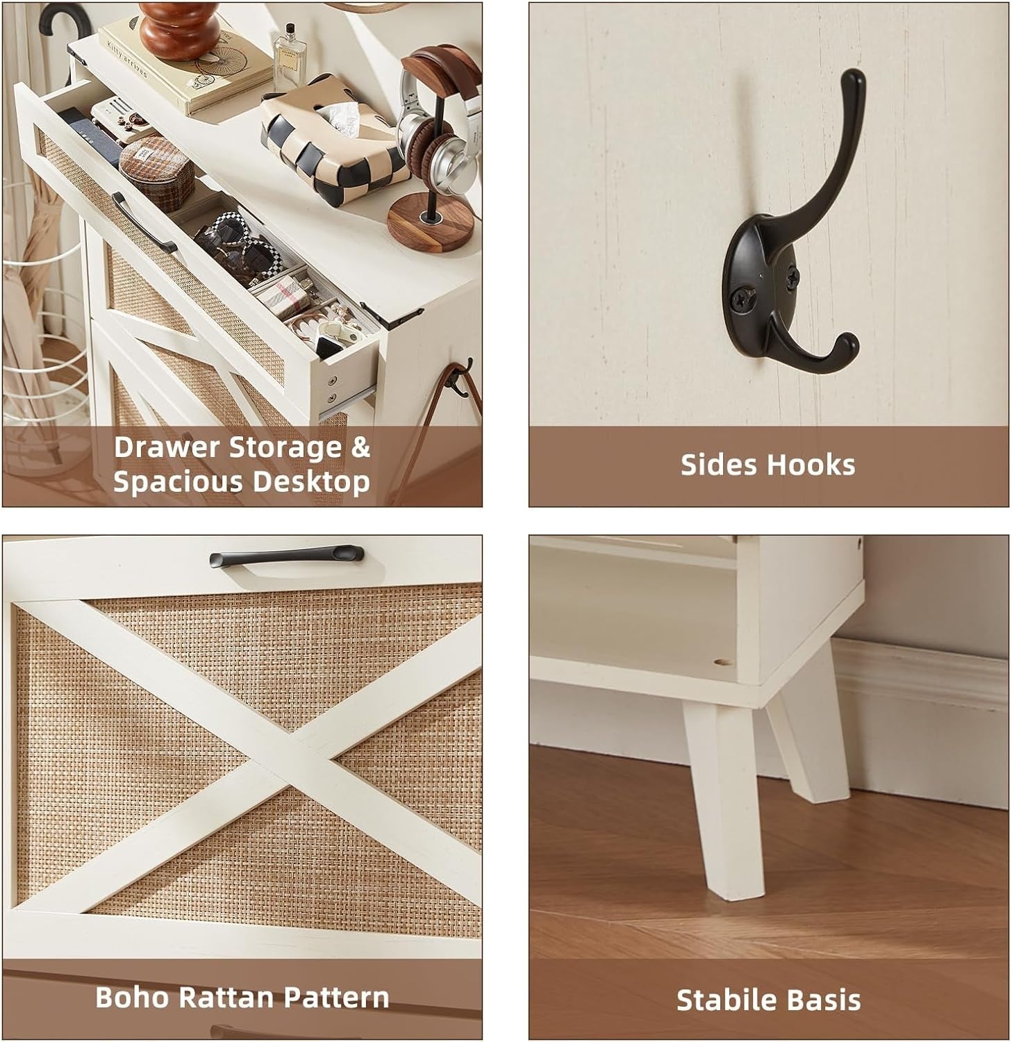 Slim White Shoe Cabinet with Bamboo Mesh – Stylish, Space-Saving Storage