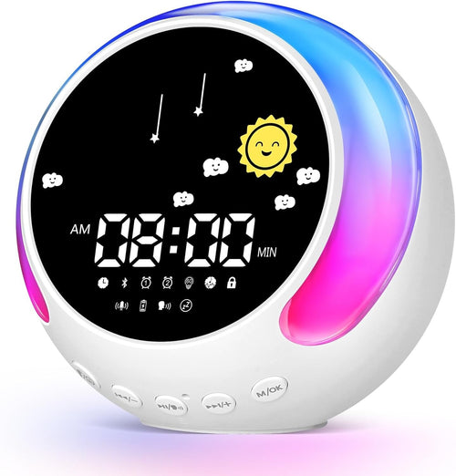 Kids Sleep Trainer Alarm Clock Bluetooth RGB Night Light OK to Wake Sunrise