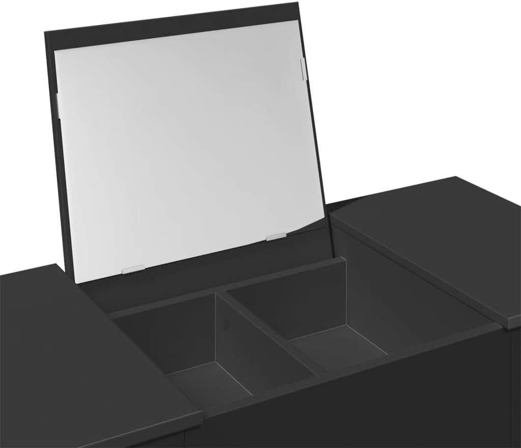Modern Black Dressing Table Vanity Desk with Mirror & Storage for Makeup