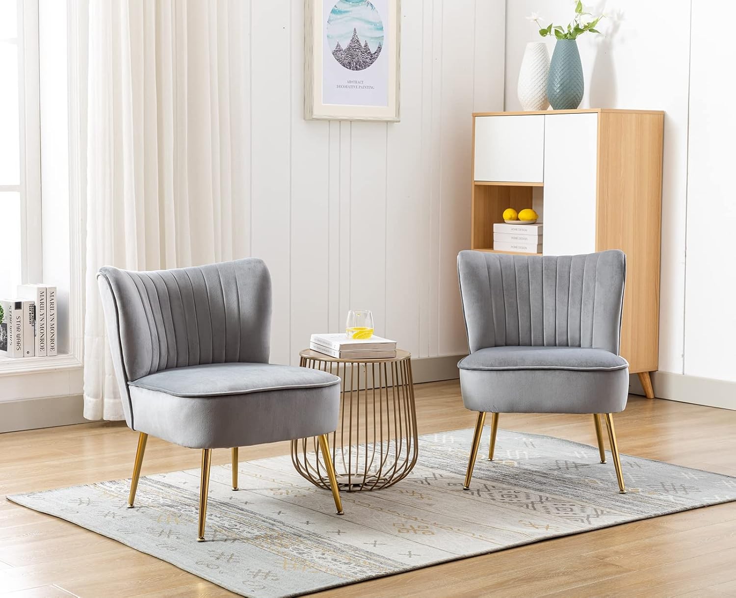 Grey Velvet Accent Chair Gold Metal Legs Lounge Tub Seat