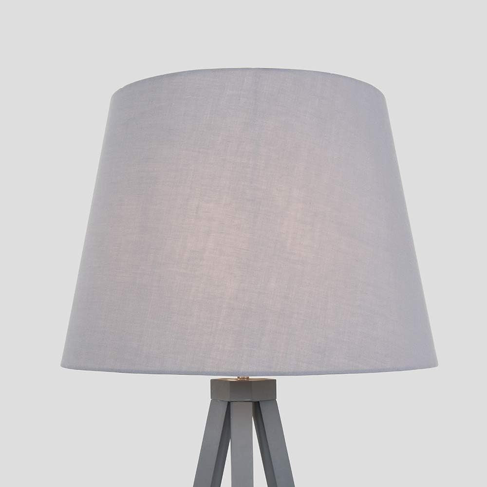 Grey Wooden Tripod Floor Lamp Grey Tapered Shade Living Room Light