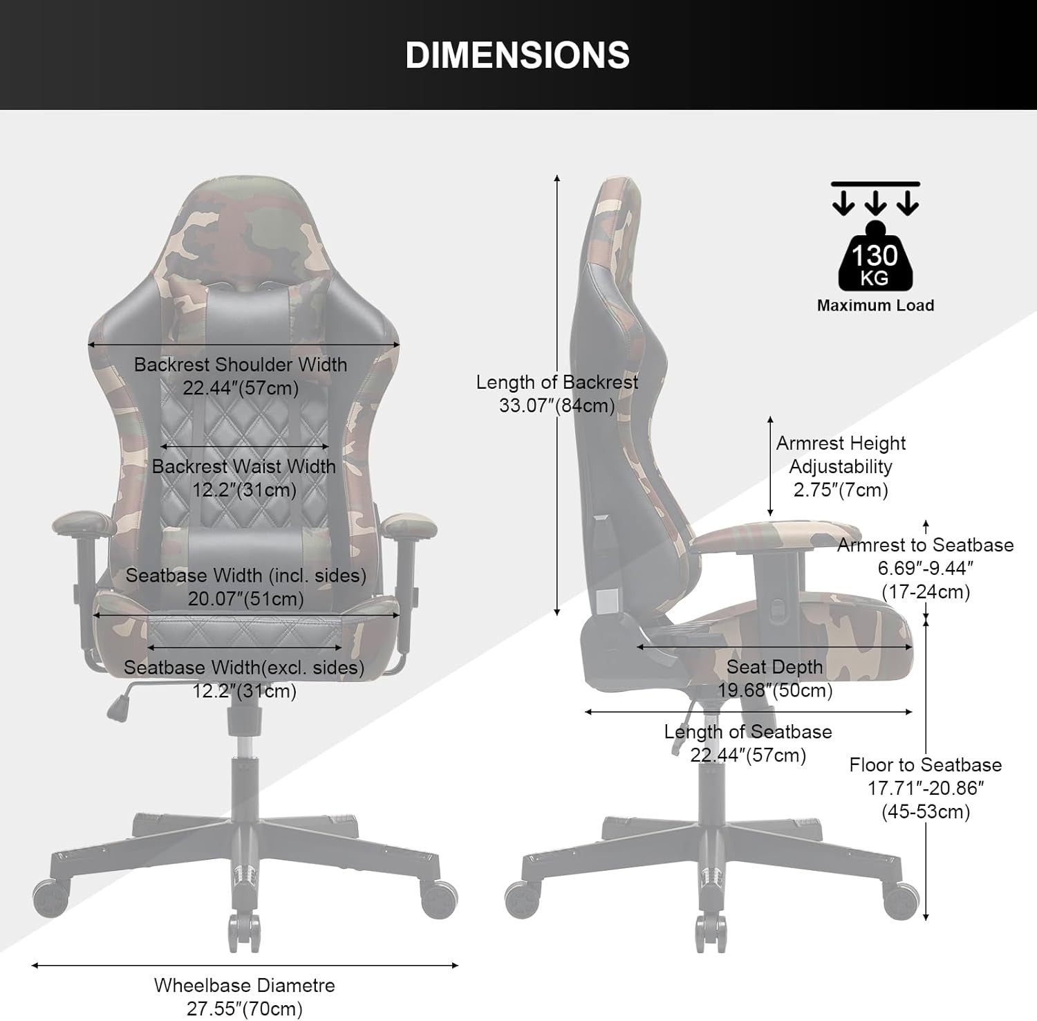 Ergonomic Gaming Chair 360° Swivel Recliner w/ Lumbar Headrest
