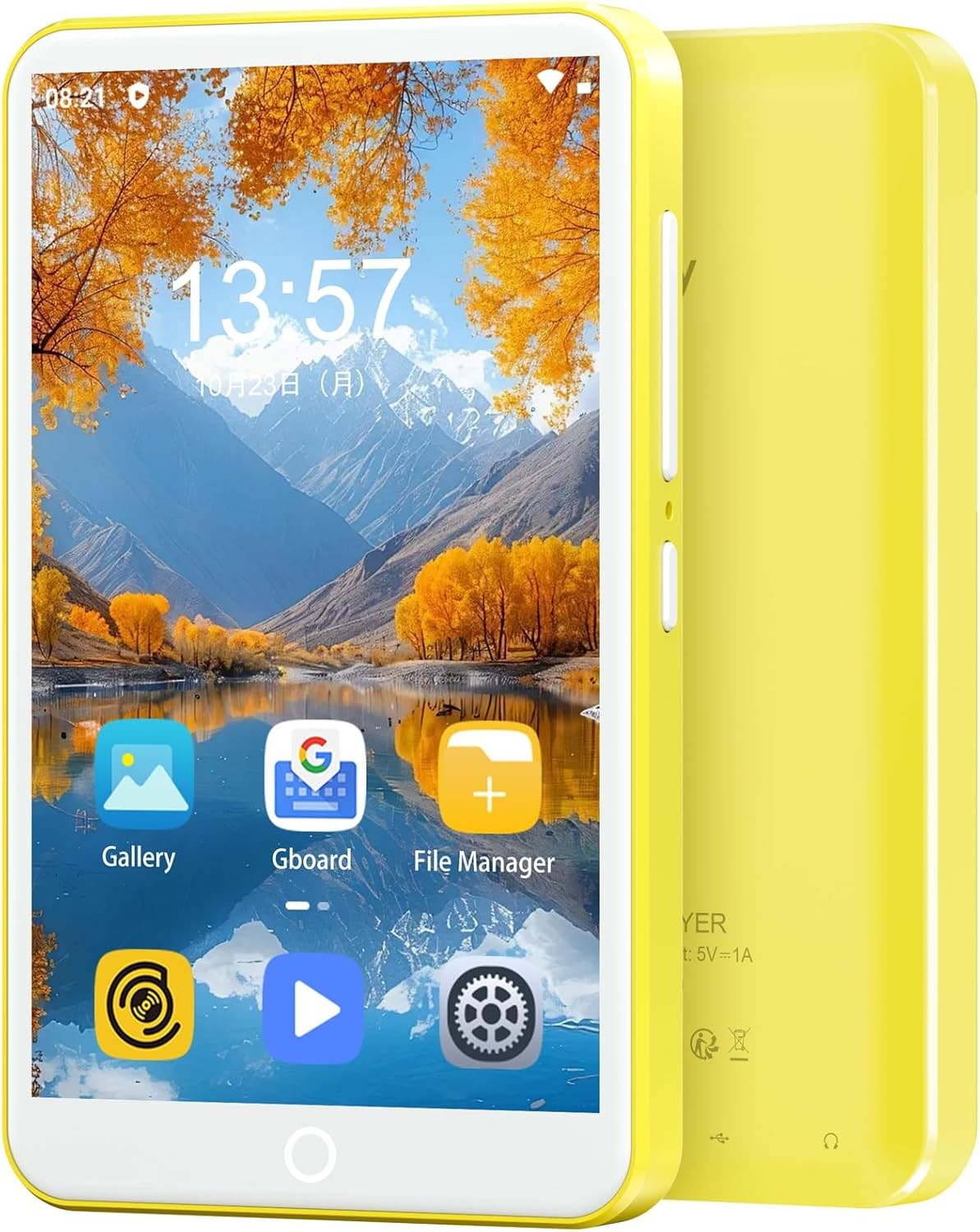 80GB MP3 Player Bluetooth WiFi 4" Touch Screen FM Speaker Yellow