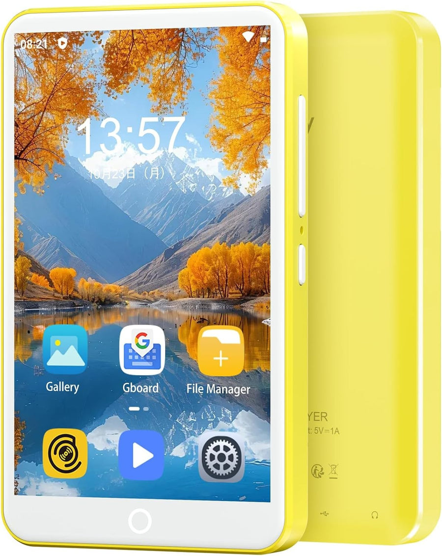 80GB MP3 Player Bluetooth WiFi 4" Touch Screen FM Speaker Yellow
