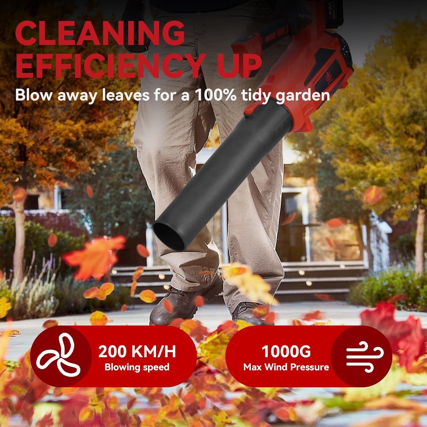 Cordless Leaf Blower 6-Speed Turbo 136MPH 318CFM Brushless 2 Batteries