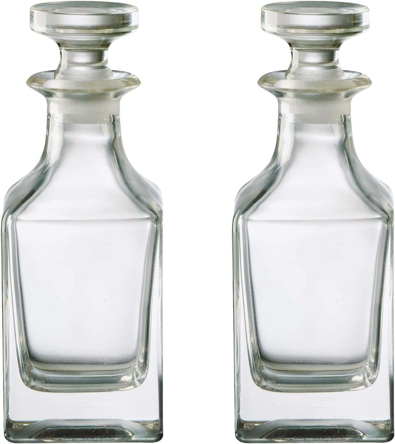 Mini Square Glass Decanter Set 2×150ml – Modern Liquor Bottles with Stoppers