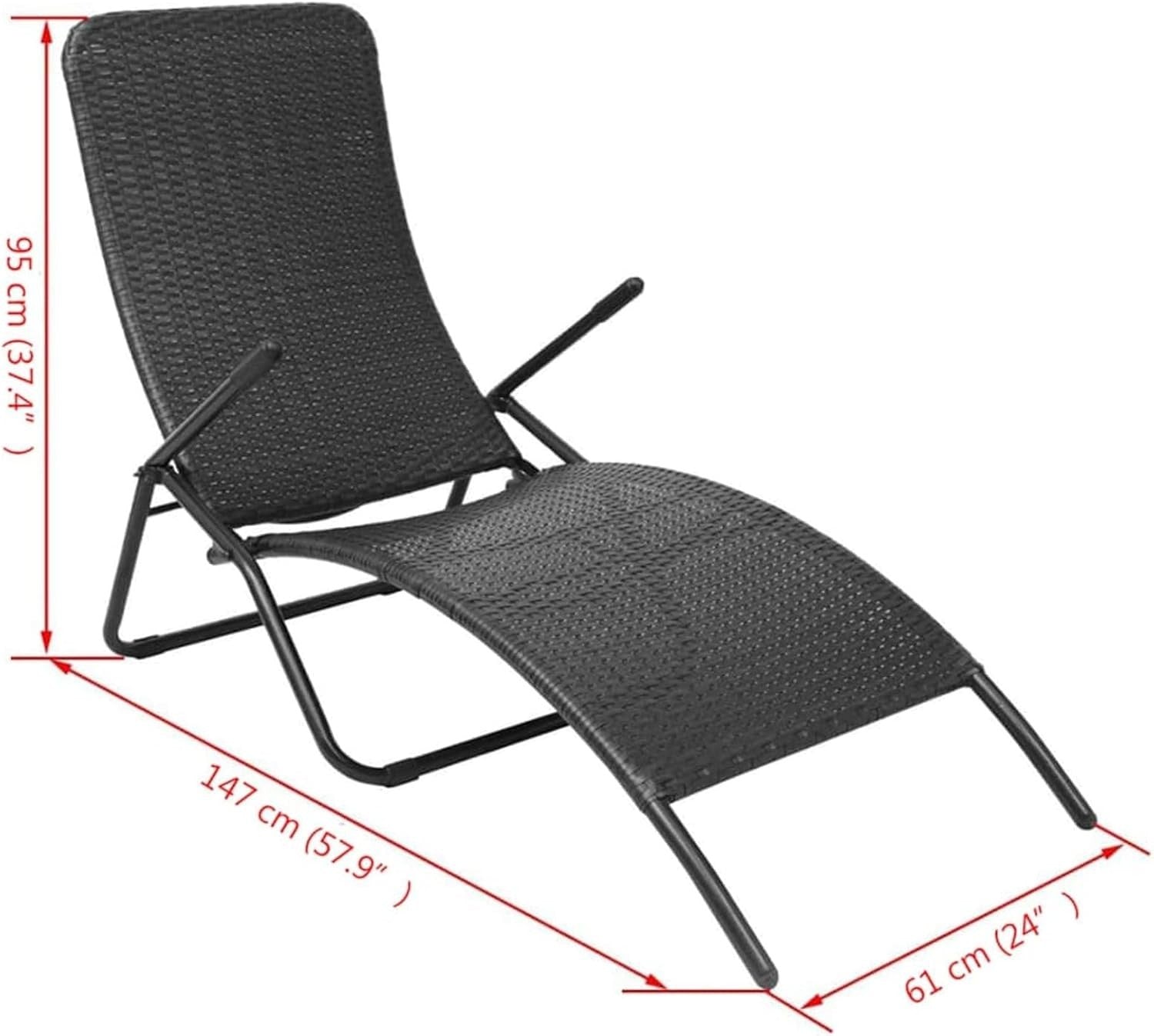 Rattan Folding Sun Lounger Chair Outdoor Patio Bed – Space Saving & Durable