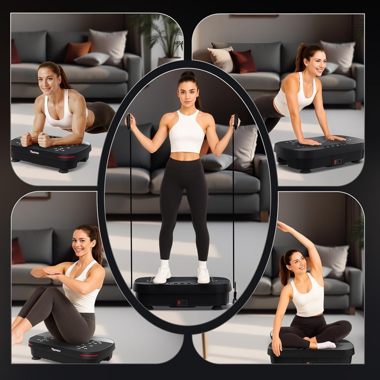 Dual Motor Vibration Plate Exercise Machine 99 Speeds Lymphatic Trainer