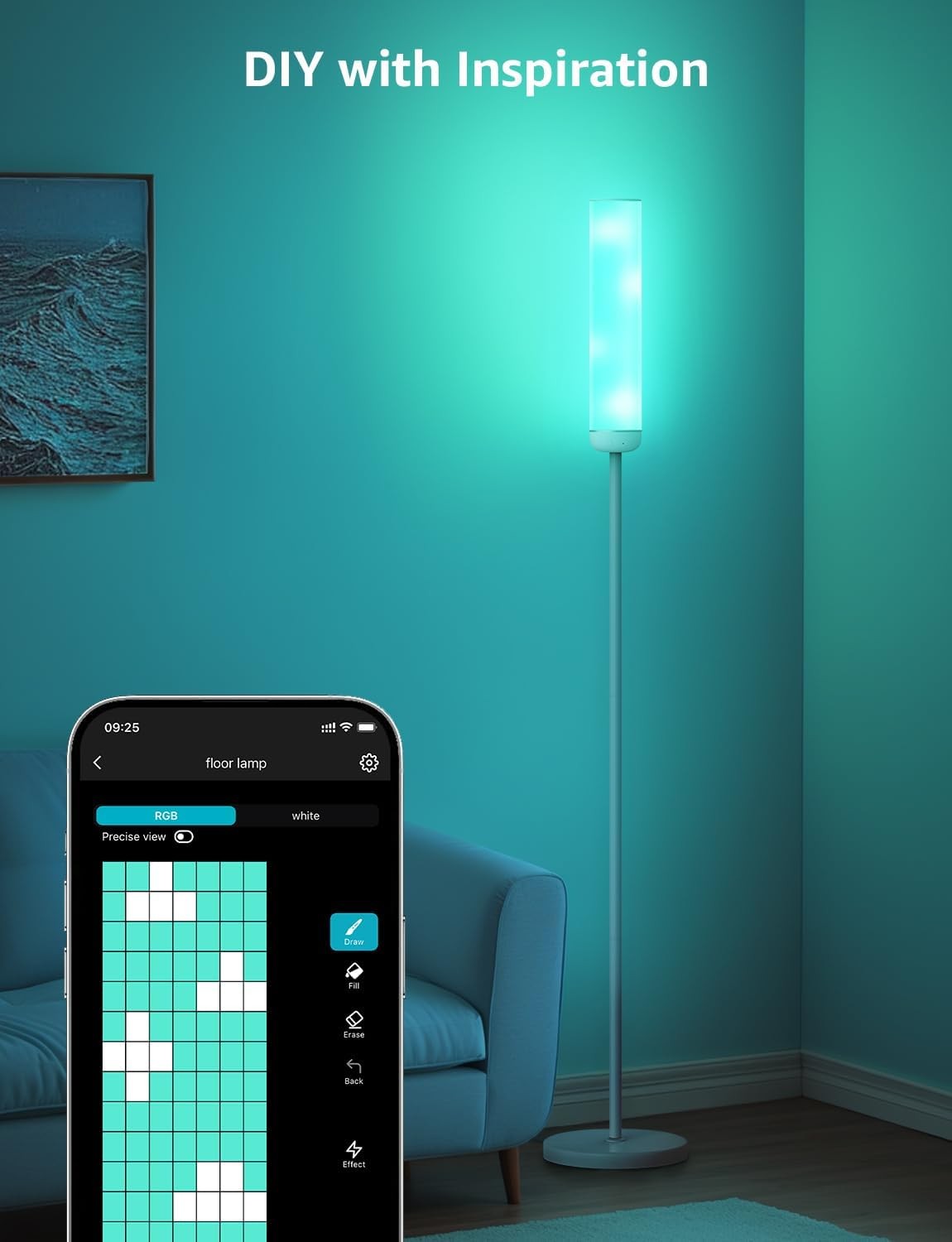 Smart RGB Corner Floor Lamp Music Sync App Control Mood Light for Living Room