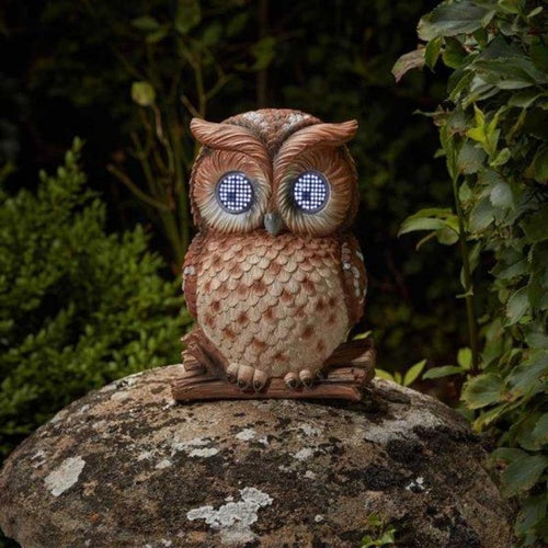 Large Solar Owl Garden Ornament • LED Light-Up Winking Eyes • Outdoor Decor