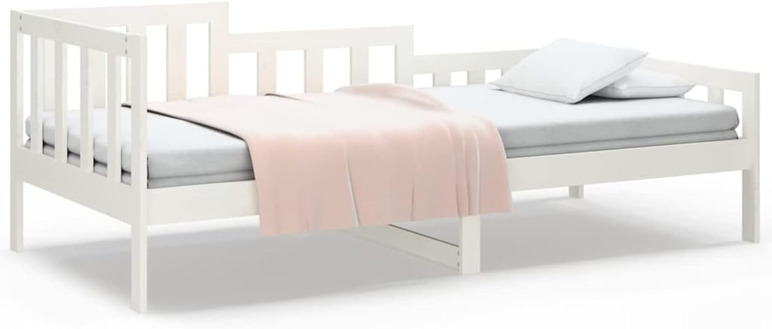 Solid Wood Daybed Sofa Bed White 90x190cm Guest Bed Indoor Outdoor Use