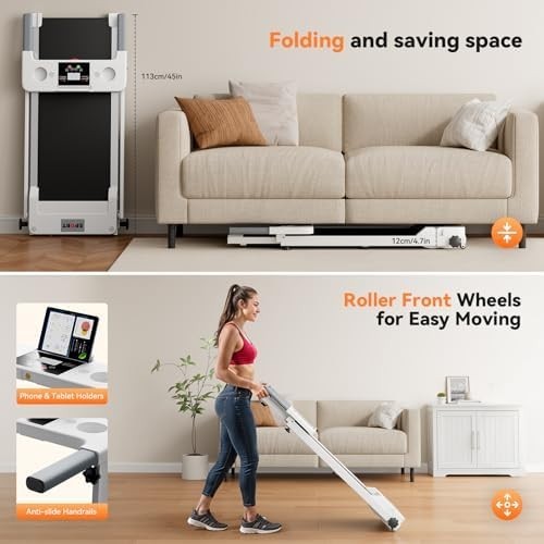 Home Office Foldable Treadmill 2HP Walking Jogging Pad LED Display