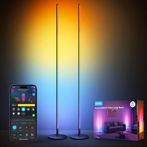 Smart RGB Corner Floor Lamp 2-Pack LED Mood Light Music Sync Alexa Control
