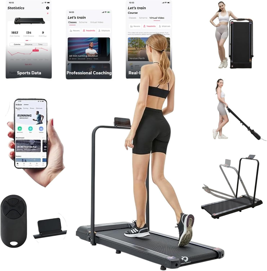 Under Desk Foldable Walking Treadmill LED Display Remote 1-10Km/H