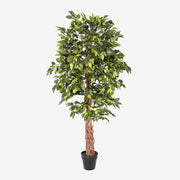6ft Artificial Ficus Tree Green Real Wood Trunk Indoor Lifelike Decorative Plant