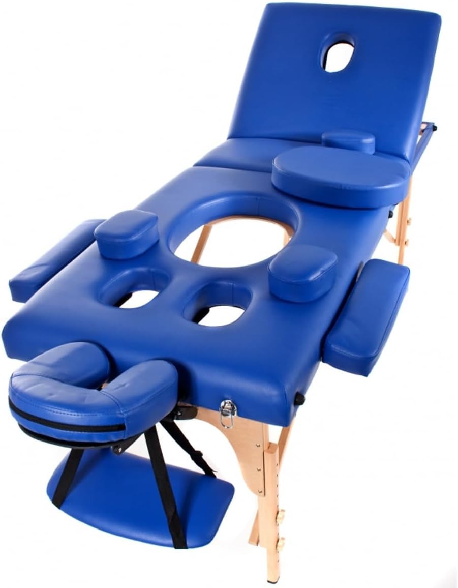 Foldable Pregnancy Massage Table with Belly Hole Adjustable Wooden Bed White