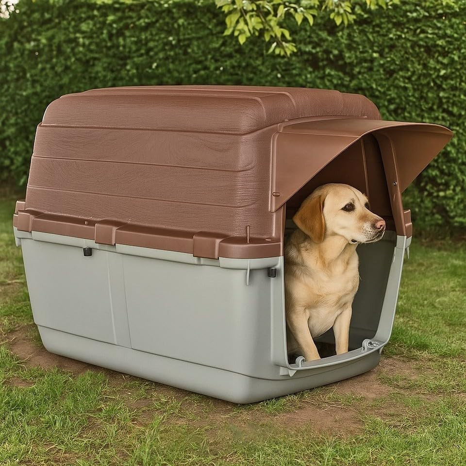 Weatherproof Medium Outdoor Plastic Dog Kennel Shelter – Durable & Spacious