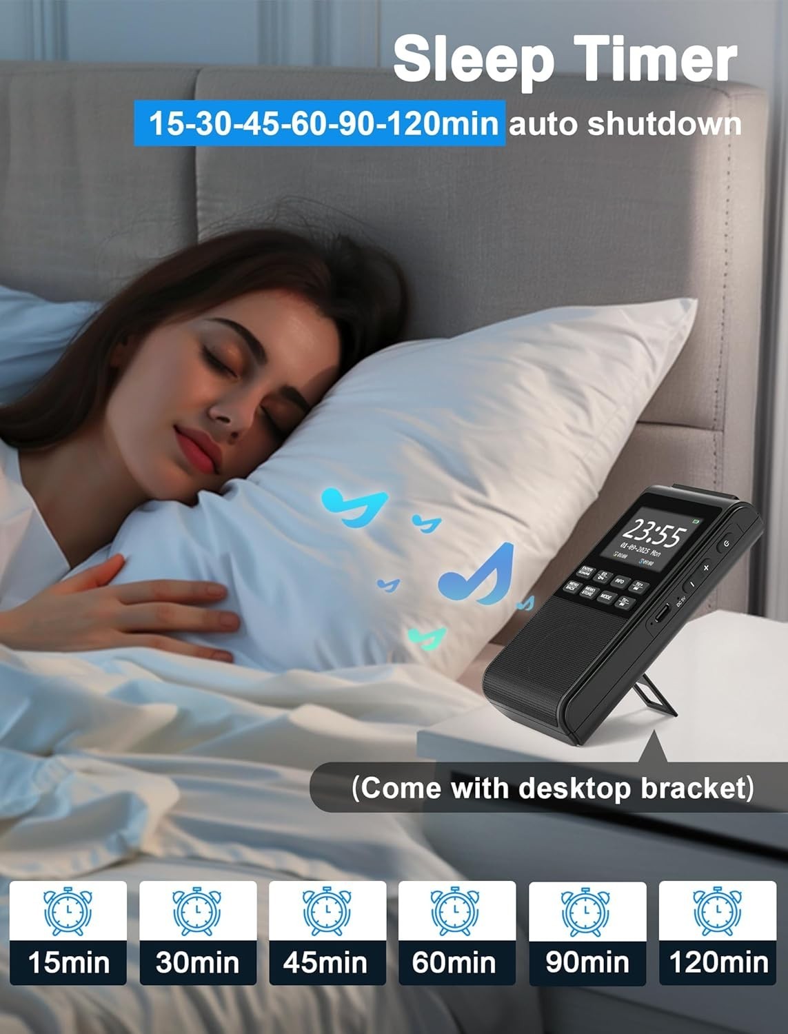 Portable DAB+/FM Radio with Bluetooth, USB/SD MP3 & Dual Alarm
