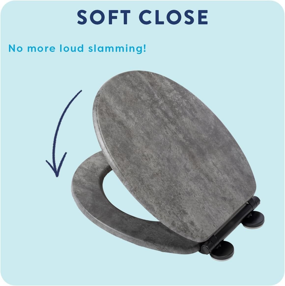 Slate Grey Wooden Toilet Seat Soft Close Quick Release Durable Antibacterial