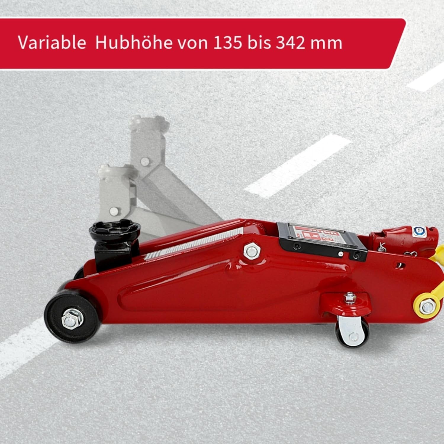 2 Ton Hydraulic Trolley Jack Heavy Duty Car Lift 135–342mm Compact Red