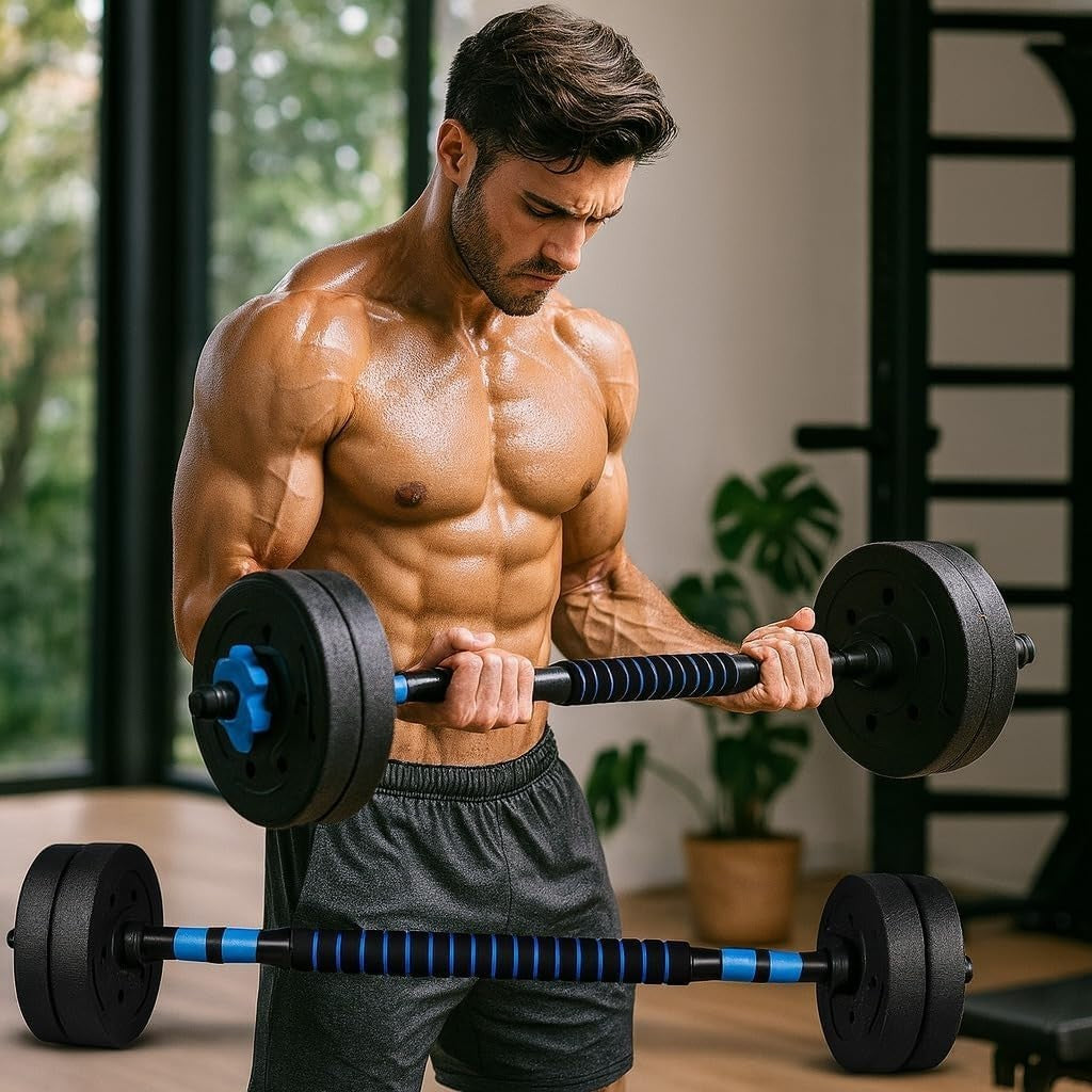 Adjustable Dumbbell Barbell Kettlebell Set Home Gym Free Weights