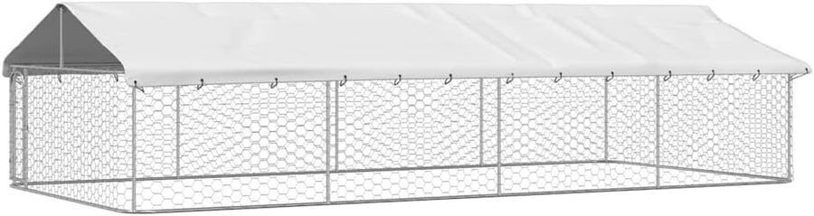 XXL 600x300cm Outdoor Dog Kennel – Lockable Steel Frame + UV Canopy Roof