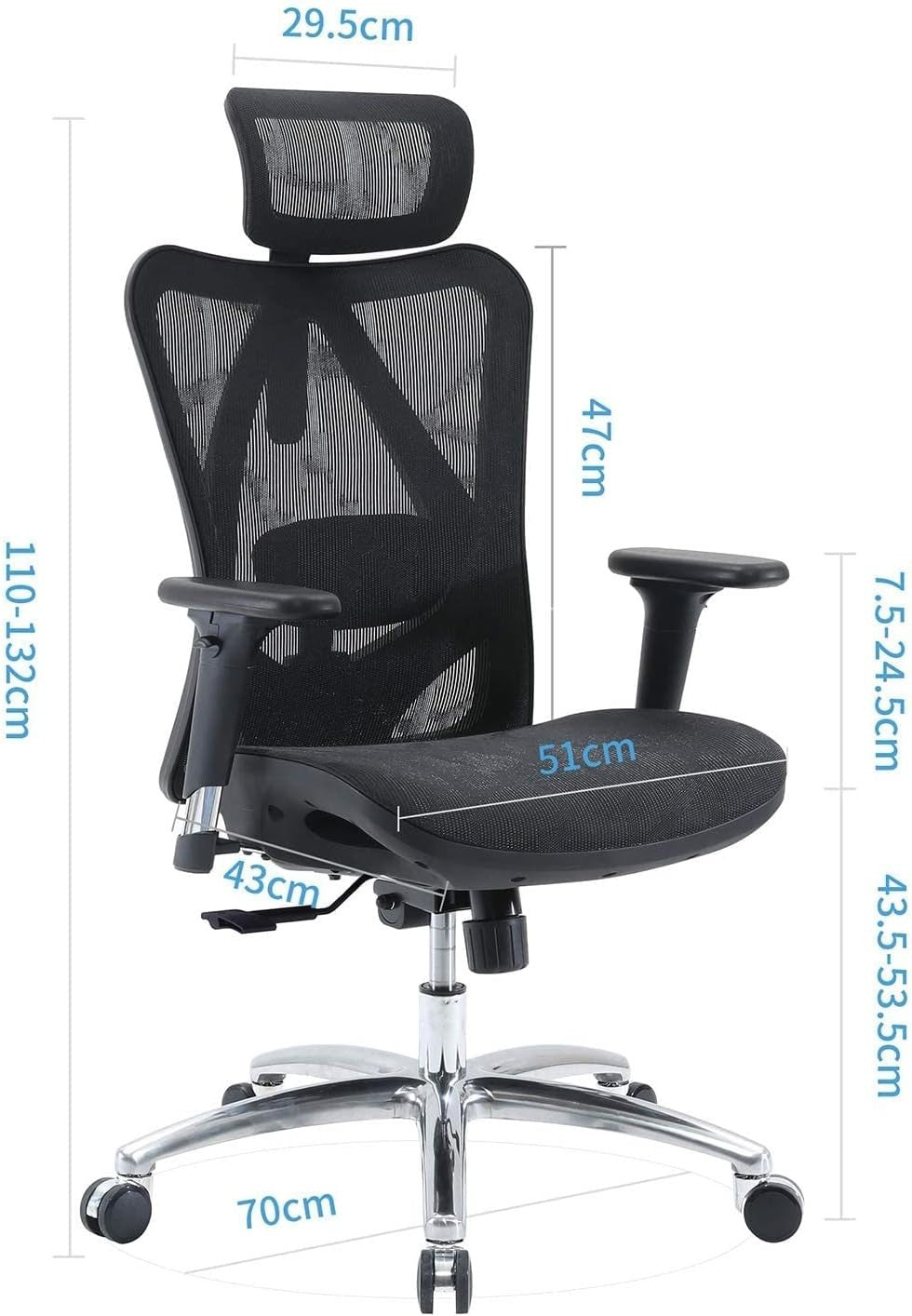 Ergonomic Office Chair Mesh Back Headrest Computer Desk Gaming Swivel Home