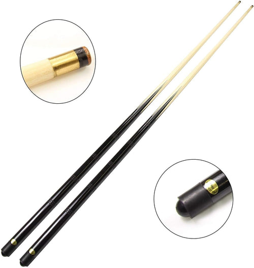 2x 57in One Piece Snooker Pool Cues Full Size Solid Wood