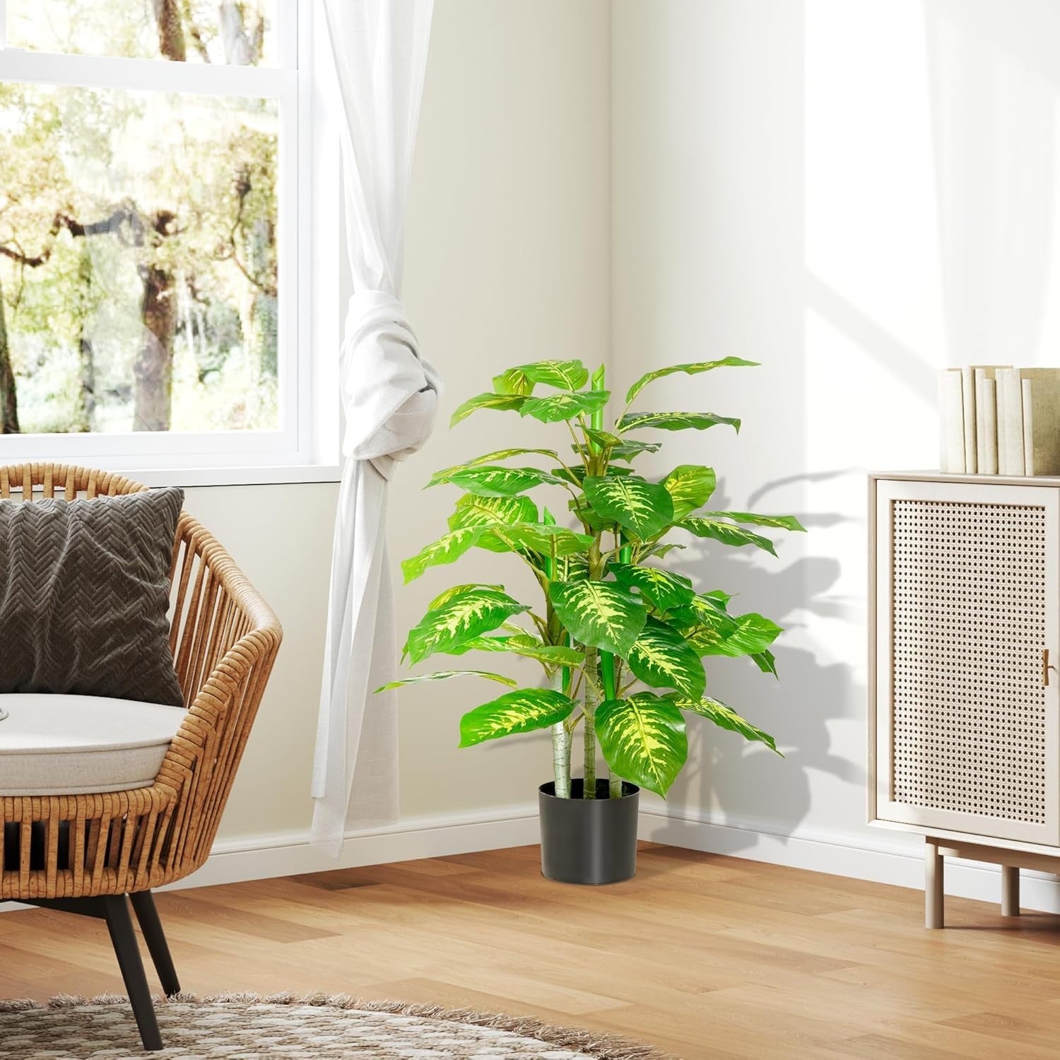 95cm Artificial Evergreen Tree in Weighted Pot Faux Green Indoor Home Decor