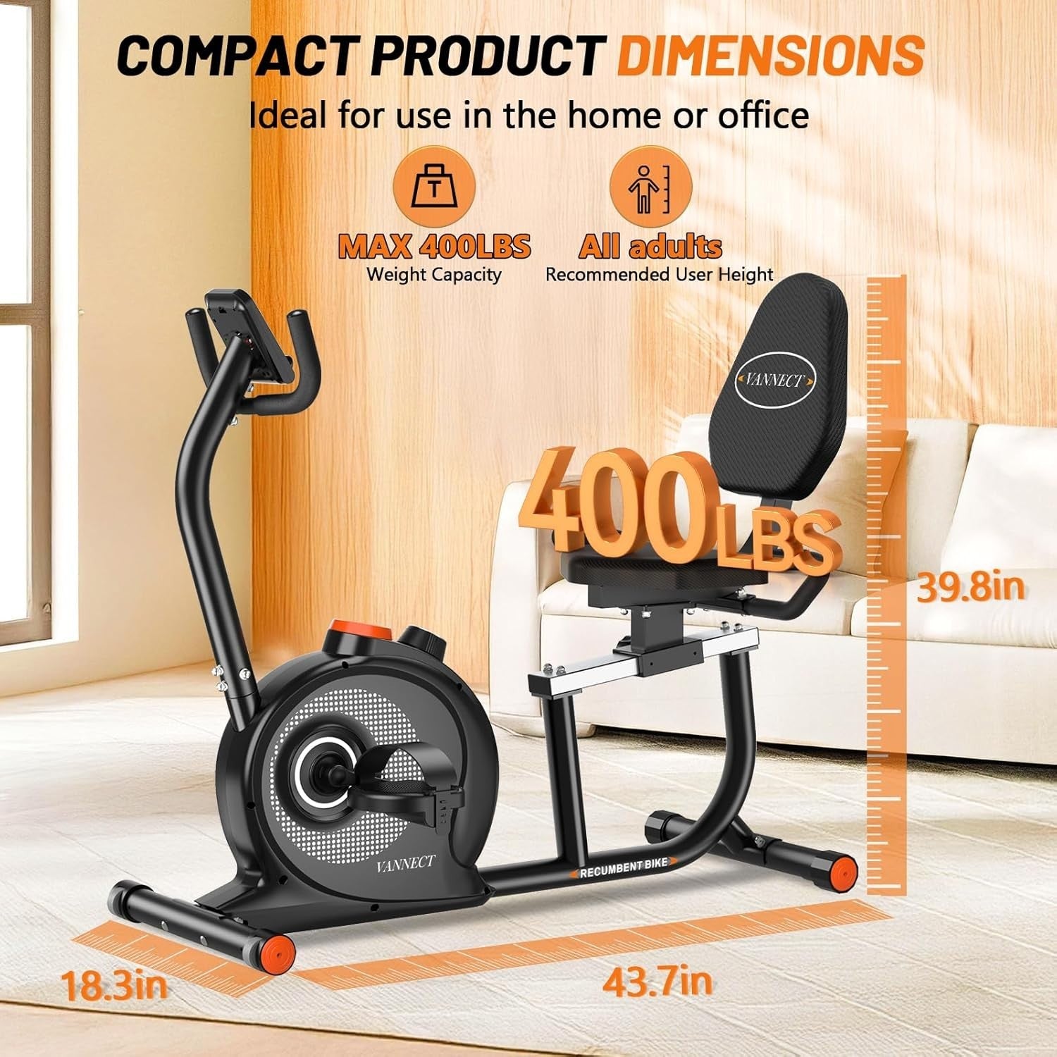 Recumbent Exercise Bike Magnetic 16 Level Bluetooth LCD Heavy Duty Home Fitness