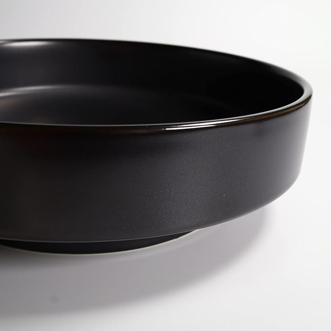 6pc Black Ceramic Pasta Plates 23cm Matte Glaze Microwave Dishwasher Safe
