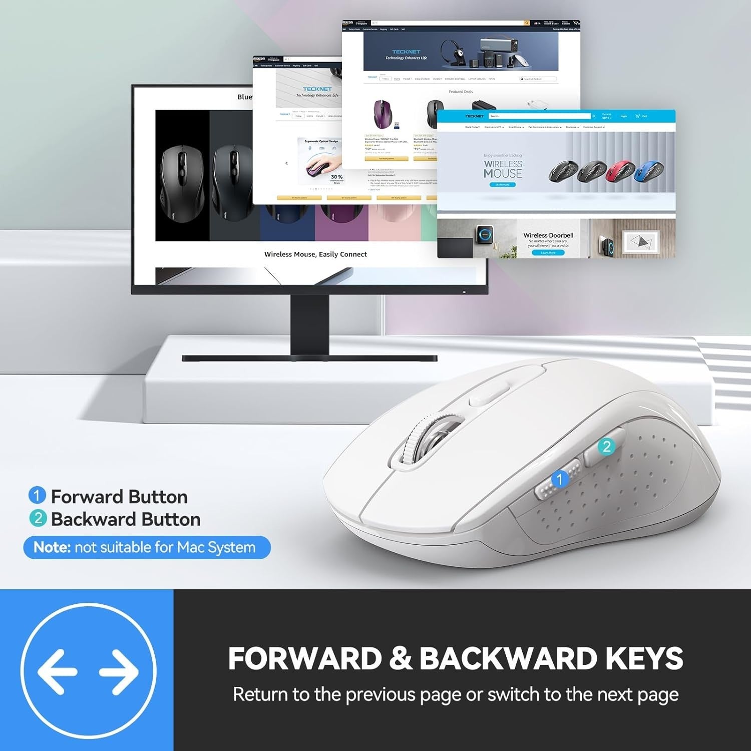 Silent Wireless Bluetooth Mouse 4000 DPI Multi Device Slim Office Design
