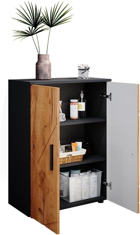 Space-Saving 2-Door Bathroom Storage Cabinet with Durable Melamine Finish